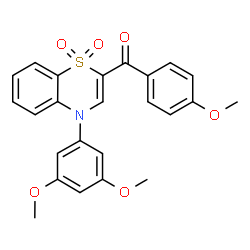 ChemSpider 2D Image | [4-(3,5-Dimethoxyphenyl)-1,1-dioxido-4H-1,4-benzothiazin-2-yl](4-methoxyphenyl)methanone | C24H21NO6S