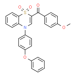 ChemSpider 2D Image | [1,1-Dioxido-4-(4-phenoxyphenyl)-4H-1,4-benzothiazin-2-yl](4-methoxyphenyl)methanone | C28H21NO5S