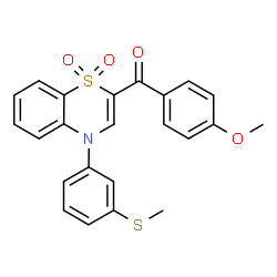 ChemSpider 2D Image | (4-Methoxyphenyl){4-[3-(methylsulfanyl)phenyl]-1,1-dioxido-4H-1,4-benzothiazin-2-yl}methanone | C23H19NO4S2