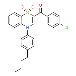 ChemSpider 2D Image | [4-(4-Butylphenyl)-1,1-dioxido-4H-1,4-benzothiazin-2-yl](4-chlorophenyl)methanone | C25H22ClNO3S