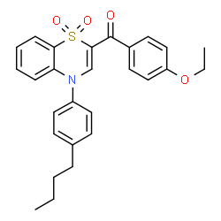 ChemSpider 2D Image | [4-(4-Butylphenyl)-1,1-dioxido-4H-1,4-benzothiazin-2-yl](4-ethoxyphenyl)methanone | C27H27NO4S