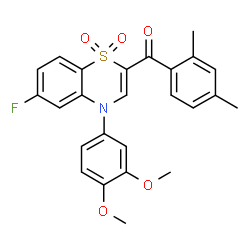 ChemSpider 2D Image | [4-(3,4-Dimethoxyphenyl)-6-fluoro-1,1-dioxido-4H-1,4-benzothiazin-2-yl](2,4-dimethylphenyl)methanone | C25H22FNO5S
