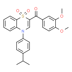 ChemSpider 2D Image | (3,4-Dimethoxyphenyl)[4-(4-isopropylphenyl)-1,1-dioxido-4H-1,4-benzothiazin-2-yl]methanone | C26H25NO5S