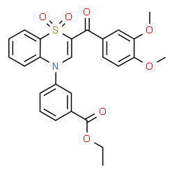 ChemSpider 2D Image | Ethyl 3-[2-(3,4-dimethoxybenzoyl)-1,1-dioxido-4H-1,4-benzothiazin-4-yl]benzoate | C26H23NO7S
