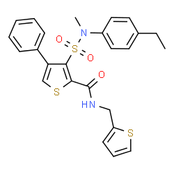 ChemSpider 2D Image | 3-[(4-Ethylphenyl)(methyl)sulfamoyl]-4-phenyl-N-(2-thienylmethyl)-2-thiophenecarboxamide | C25H24N2O3S3