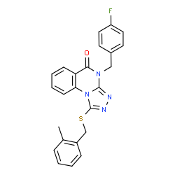 ChemSpider 2D Image | 4-(4-Fluorobenzyl)-1-[(2-methylbenzyl)sulfanyl][1,2,4]triazolo[4,3-a]quinazolin-5(4H)-one | C24H19FN4OS