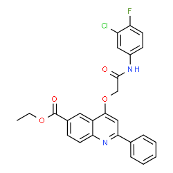 ChemSpider 2D Image | Ethyl 4-{2-[(3-chloro-4-fluorophenyl)amino]-2-oxoethoxy}-2-phenyl-6-quinolinecarboxylate | C26H20ClFN2O4
