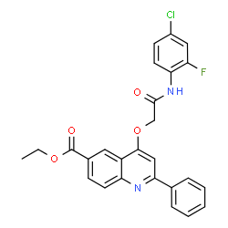 ChemSpider 2D Image | Ethyl 4-{2-[(4-chloro-2-fluorophenyl)amino]-2-oxoethoxy}-2-phenyl-6-quinolinecarboxylate | C26H20ClFN2O4