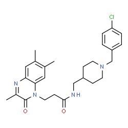 ChemSpider 2D Image | N-{[1-(4-Chlorobenzyl)-4-piperidinyl]methyl}-3-(3,6,7-trimethyl-2-oxo-1(2H)-quinoxalinyl)propanamide | C27H33ClN4O2