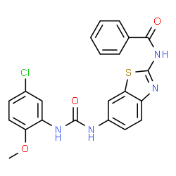 ChemSpider 2D Image | N-(6-{[(5-Chloro-2-methoxyphenyl)carbamoyl]amino}-1,3-benzothiazol-2-yl)benzamide | C22H17ClN4O3S