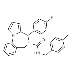 ChemSpider 2D Image | 4-(4-Fluorophenyl)-N-(4-methylbenzyl)-4H-pyrrolo[1,2-a][1,4]benzodiazepine-5(6H)-carboxamide | C27H24FN3O