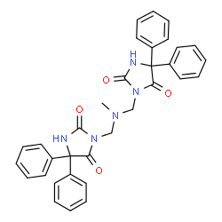 ChemSpider 2D Image | 3,3'-[(Methylimino)bis(methylene)]bis(5,5-diphenyl-2,4-imidazolidinedione) | C33H29N5O4