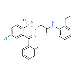ChemSpider 2D Image | 2-[6-Chloro-4-(2-fluorophenyl)-1,1-dioxido-2H-1,2,3-benzothiadiazin-2-yl]-N-(2-ethylphenyl)acetamide | C23H19ClFN3O3S