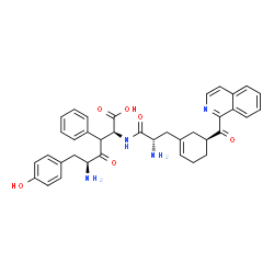 ChemSpider 2D Image | 3-[(5S)-5-(1-Isoquinolinylcarbonyl)-1-cyclohexen-1-yl]-L-alanyl-beta-[(2S)-2-amino-3-(4-hydroxyphenyl)propanoyl]-L-phenylalanine | C37H38N4O6