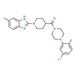 ChemSpider 2D Image | [4-(5-Chloro-2-methylphenyl)-1-piperazinyl][1-(5-methyl-1H-benzimidazol-2-yl)-4-piperidinyl]methanone | C25H30ClN5O