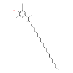 ChemSpider 2D Image | Octadecyl 2-[4-hydroxy-3-methyl-5-(2-methyl-2-propanyl)phenyl]propanoate | C32H56O3