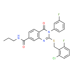 ChemSpider 2D Image | 2-[(2-Chloro-6-fluorobenzyl)sulfanyl]-3-(3-fluorophenyl)-4-oxo-N-propyl-3,4-dihydro-7-quinazolinecarboxamide | C25H20ClF2N3O2S