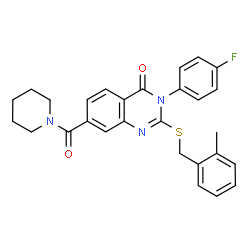 ChemSpider 2D Image | 3-(4-Fluorophenyl)-2-[(2-methylbenzyl)sulfanyl]-7-(1-piperidinylcarbonyl)-4(3H)-quinazolinone | C28H26FN3O2S