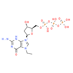 ChemSpider 2D Image | 2'-Deoxy-7-ethyl-7-hydroguanosine 5'-(tetrahydrogen triphosphate) | C12H21N5O13P3