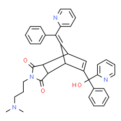 ChemSpider 2D Image | (10E)-4-[3-(Dimethylamino)propyl]-8-[hydroxy(phenyl)2-pyridinylmethyl]-10-[phenyl(2-pyridinyl)methylene]-4-azatricyclo[5.2.1.0~2,6~]dec-8-ene-3,5-dione | C38H36N4O3