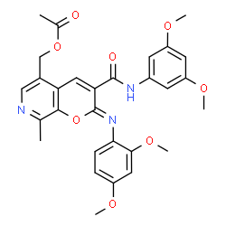 ChemSpider 2D Image | {(2Z)-3-[(3,5-Dimethoxyphenyl)carbamoyl]-2-[(2,4-dimethoxyphenyl)imino]-8-methyl-2H-pyrano[2,3-c]pyridin-5-yl}methyl acetate | C29H29N3O8