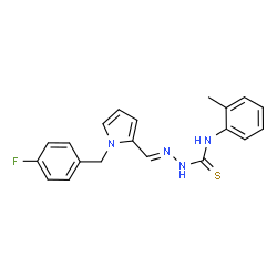 ChemSpider 2D Image | (2E)-2-{[1-(4-Fluorobenzyl)-1H-pyrrol-2-yl]methylene}-N-(2-methylphenyl)hydrazinecarbothioamide | C20H19FN4S