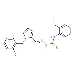 ChemSpider 2D Image | (2E)-2-{[1-(2-Chlorobenzyl)-1H-pyrrol-2-yl]methylene}-N-(2-ethylphenyl)hydrazinecarbothioamide | C21H21ClN4S