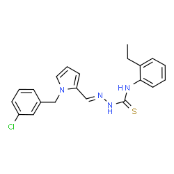 ChemSpider 2D Image | (2E)-2-{[1-(3-Chlorobenzyl)-1H-pyrrol-2-yl]methylene}-N-(2-ethylphenyl)hydrazinecarbothioamide | C21H21ClN4S