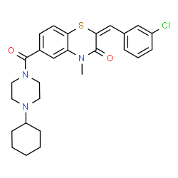 ChemSpider 2D Image | (2E)-2-(3-Chlorobenzylidene)-6-[(4-cyclohexyl-1-piperazinyl)carbonyl]-4-methyl-2H-1,4-benzothiazin-3(4H)-one | C27H30ClN3O2S