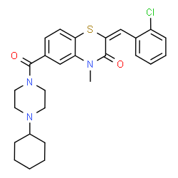 ChemSpider 2D Image | (2E)-2-(2-Chlorobenzylidene)-6-[(4-cyclohexyl-1-piperazinyl)carbonyl]-4-methyl-2H-1,4-benzothiazin-3(4H)-one | C27H30ClN3O2S