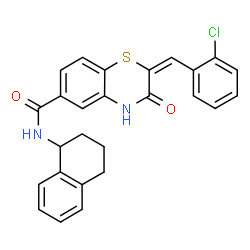 ChemSpider 2D Image | (2E)-2-(2-Chlorobenzylidene)-3-oxo-N-(1,2,3,4-tetrahydro-1-naphthalenyl)-3,4-dihydro-2H-1,4-benzothiazine-6-carboxamide | C26H21ClN2O2S