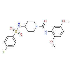 ChemSpider 2D Image | N-(2,5-Dimethoxyphenyl)-4-{[(4-fluorophenyl)sulfonyl]amino}-1-piperidinecarboxamide | C20H24FN3O5S