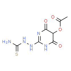 ChemSpider 2D Image | 2-(2-Carbamothioylhydrazino)-4,6-dioxo-1,4,5,6-tetrahydro-5-pyrimidinyl acetate | C7H9N5O4S