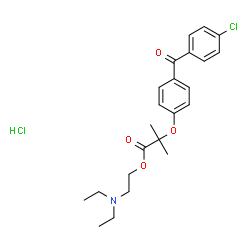 ChemSpider 2D Image | 2-(Diethylamino)ethyl 2-[4-(4-chlorobenzoyl)phenoxy]-2-methylpropanoate hydrochloride (1:1) | C23H29Cl2NO4