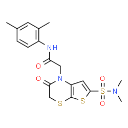 ChemSpider 2D Image | N-(2,4-Dimethylphenyl)-2-[6-(dimethylsulfamoyl)-2-oxo-2,3-dihydro-1H-thieno[2,3-b][1,4]thiazin-1-yl]acetamide | C18H21N3O4S3