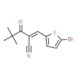 ChemSpider 2D Image | (2E)-2-[(5-Bromo-2-thienyl)methylene]-4,4-dimethyl-3-oxopentanenitrile | C12H12BrNOS