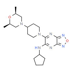 ChemSpider 2D Image | N-Cyclopentyl-6-{4-[(2R,6S)-2,6-dimethyl-4-morpholinyl]-1-piperidinyl}[1,2,5]oxadiazolo[3,4-b]pyrazin-5-amine | C20H31N7O2