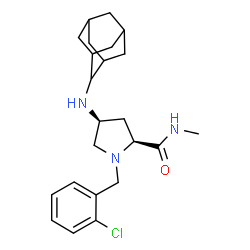 ChemSpider 2D Image | (4S)-4-(Adamantan-2-ylamino)-1-(2-chlorobenzyl)-N-methyl-L-prolinamide | C23H32ClN3O