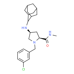 ChemSpider 2D Image | (4S)-4-(Adamantan-2-ylamino)-1-(3-chlorobenzyl)-N-methyl-L-prolinamide | C23H32ClN3O
