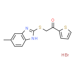 ChemSpider 2D Image | 2-[(5-Methyl-1H-benzimidazol-2-yl)sulfanyl]-1-(2-thienyl)ethanone hydrobromide (1:1) | C14H13BrN2OS2