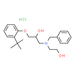 ChemSpider 2D Image | 1-[Benzyl(2-hydroxyethyl)amino]-3-[2-(2-methyl-2-propanyl)phenoxy]-2-propanol hydrochloride (1:1) | C22H32ClNO3