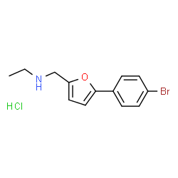 ChemSpider 2D Image | N-{[5-(4-Bromophenyl)-2-furyl]methyl}ethanamine hydrochloride (1:1) | C13H15BrClNO