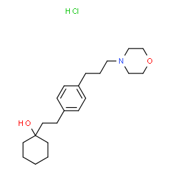ChemSpider 2D Image | 1-(2-{4-[3-(4-Morpholinyl)propyl]phenyl}ethyl)cyclohexanol hydrochloride (1:1) | C21H34ClNO2
