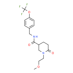 ChemSpider 2D Image | 1-(2-Methoxyethyl)-6-oxo-N-[4-(trifluoromethoxy)benzyl]-3-piperidinecarboxamide | C17H21F3N2O4