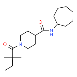 ChemSpider 2D Image | N-Cycloheptyl-1-(2,2-dimethylbutanoyl)-4-piperidinecarboxamide | C19H34N2O2