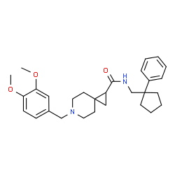 ChemSpider 2D Image | 6-(3,4-Dimethoxybenzyl)-N-[(1-phenylcyclopentyl)methyl]-6-azaspiro[2.5]octane-1-carboxamide | C29H38N2O3