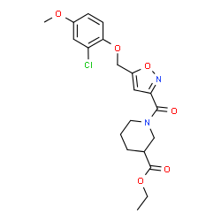 ChemSpider 2D Image | Ethyl 1-({5-[(2-chloro-4-methoxyphenoxy)methyl]-1,2-oxazol-3-yl}carbonyl)-3-piperidinecarboxylate | C20H23ClN2O6