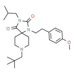 ChemSpider 2D Image | 8-(2,2-Dimethylpropyl)-3-isobutyl-1-[2-(4-methoxyphenyl)ethyl]-1,3,8-triazaspiro[4.5]decane-2,4-dione | C25H39N3O3