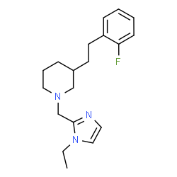 ChemSpider 2D Image | 1-[(1-Ethyl-1H-imidazol-2-yl)methyl]-3-[2-(2-fluorophenyl)ethyl]piperidine | C19H26FN3