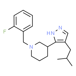 ChemSpider 2D Image | 1-(2-Fluorobenzyl)-3-(4-isobutyl-1H-pyrazol-5-yl)piperidine | C19H26FN3